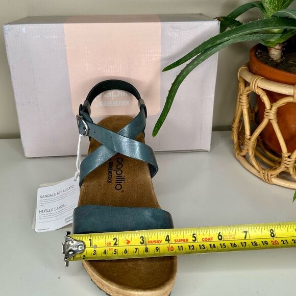 Birkenstock Papillio Sibyl Ring Buckle Metallic Black Leather Wedge Sandals 11 - Picture 11 of 12